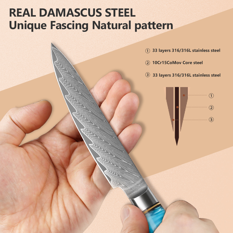 5인치 다마스커스강 일본 전문 셰프 나이프 주방 야채  - Japanese Knife 리뷰 및 가격