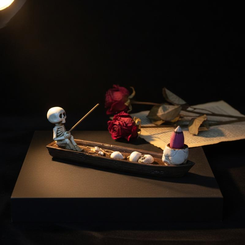 해골 모양 보트 향꽂이, 독특한 레진 향로 스탠드, 서 - Incense Holder 리뷰 및 가격